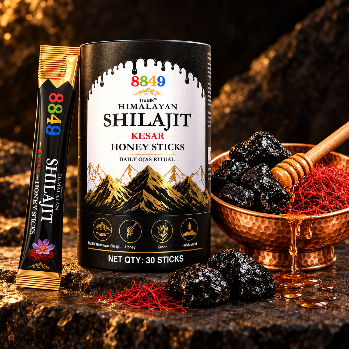 8849 Himalayan Shilajit Kesar Honey Sticks